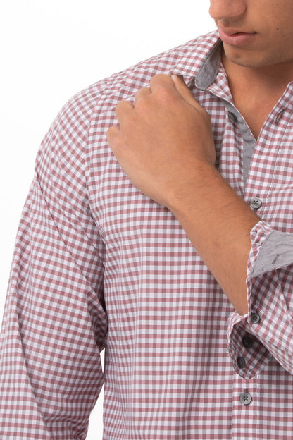 Chef Works Modern Gingham Long Sleeve Dress Shirt-(SHC05)