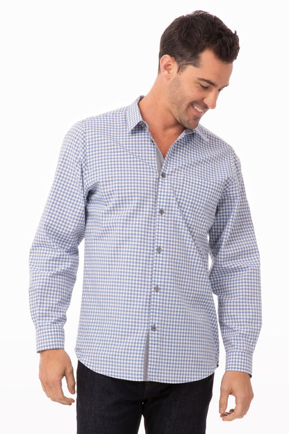 Chef Works Modern Gingham Long Sleeve Dress Shirt-(SHC05)