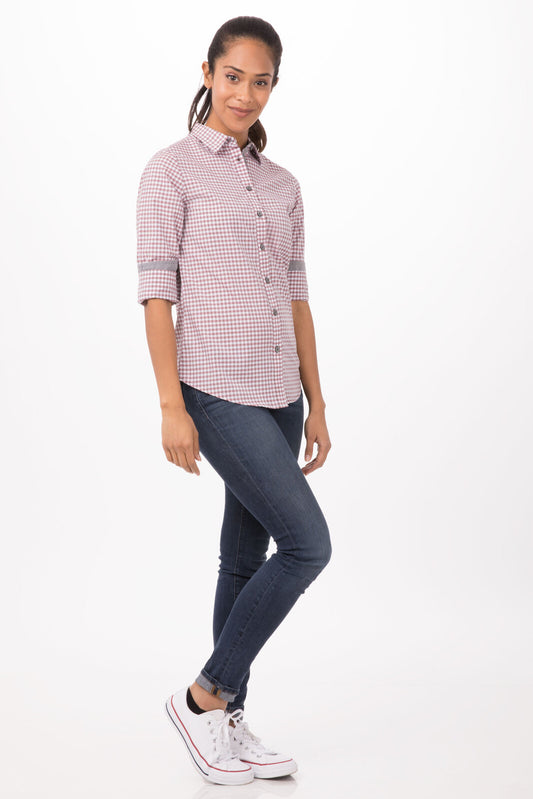 Chef Works Long Sleeve Women Gingham Shirt-(SHC05W)