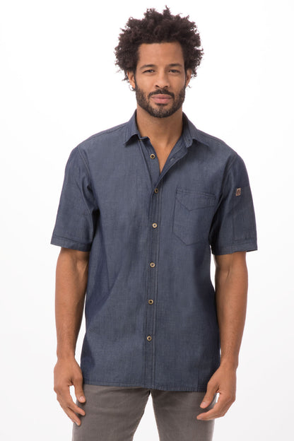 Chef Works Detroit Men's Short Sleeve Denim Shirt (SKS002)