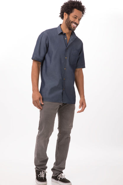 Chef Works Detroit Men's Short Sleeve Denim Shirt (SKS002)