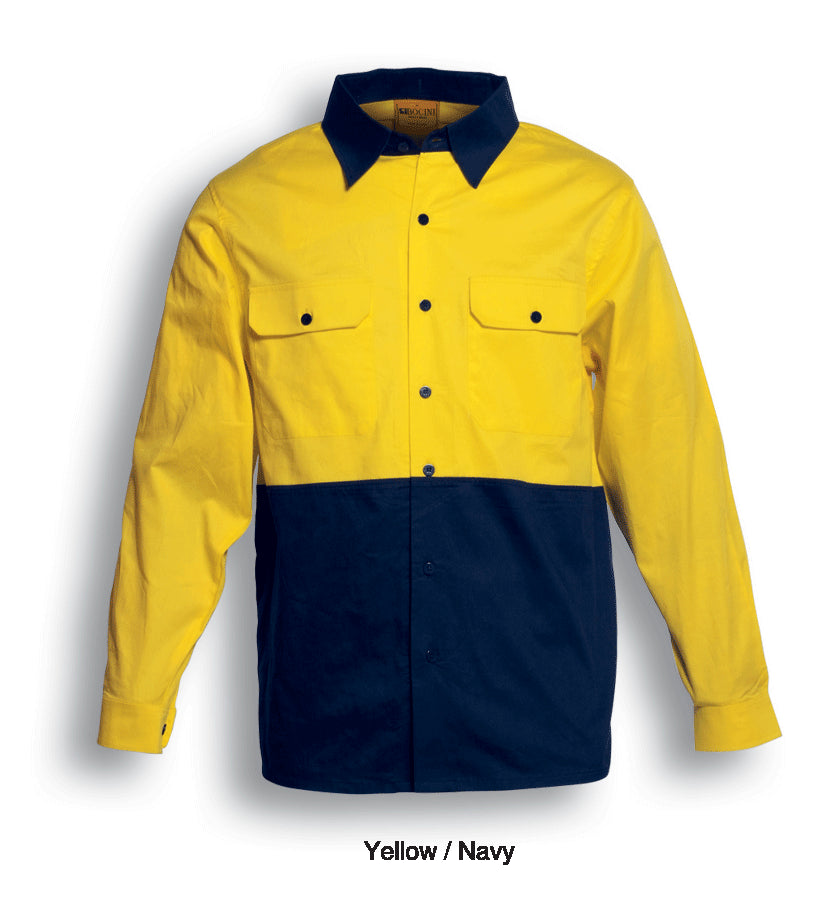 Bocini Hi-Vis Cotton Twill Long Sleeve Shirt-(SS1013)