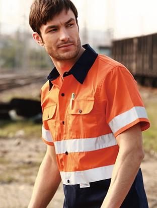 Bocini High-Vis Light Weight Short Sleeve Cotton Drill Work Shirt (SS1231)