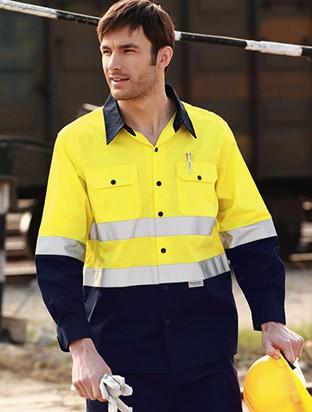 Bocini High-Vis Light Weight Long Sleeve Cotton Drill Work Shirt (SS1232)