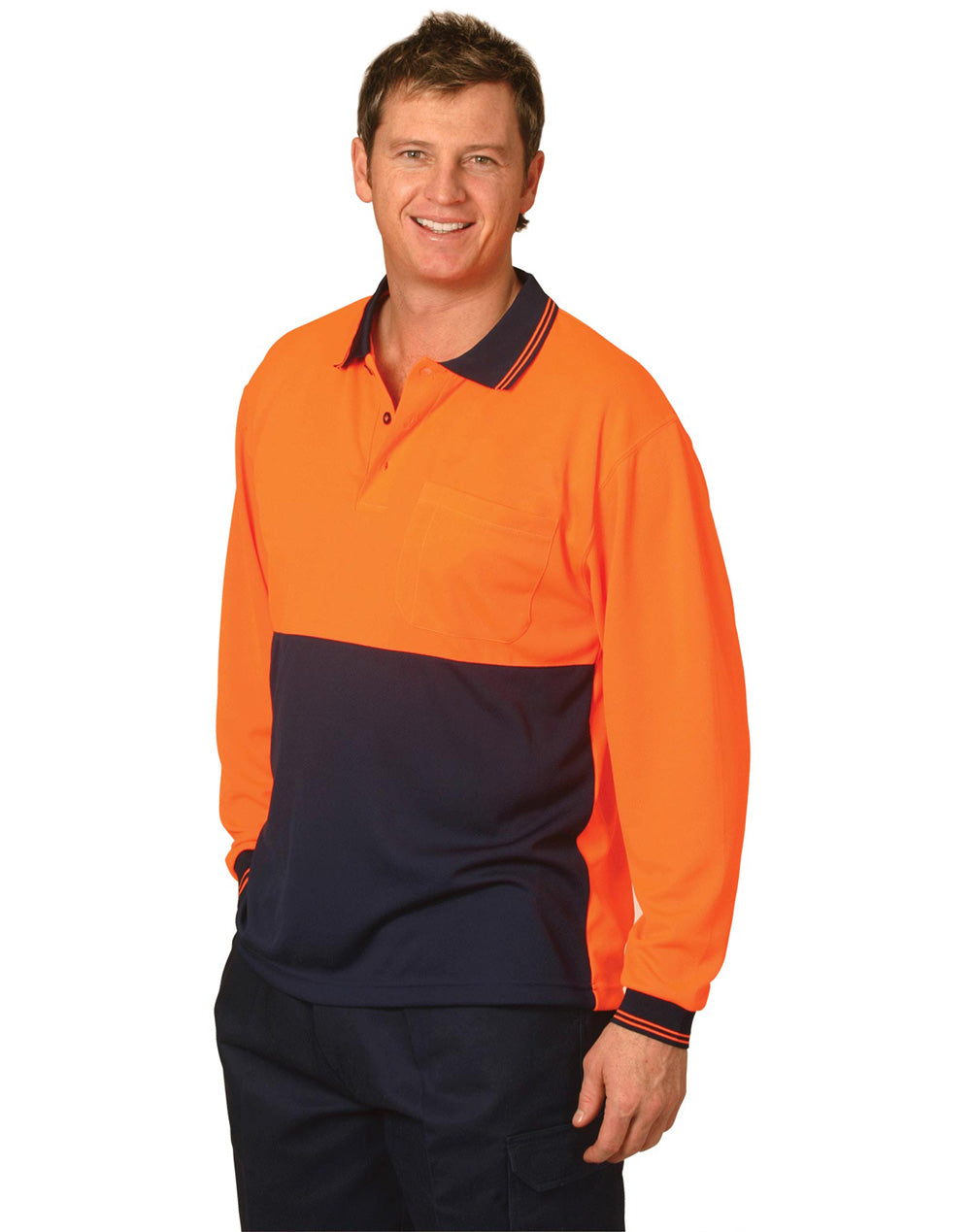 Winning Spirit Hi Visibility Long Sleeve CoolDry Micro-mesh Safety Polo (SW05CD)