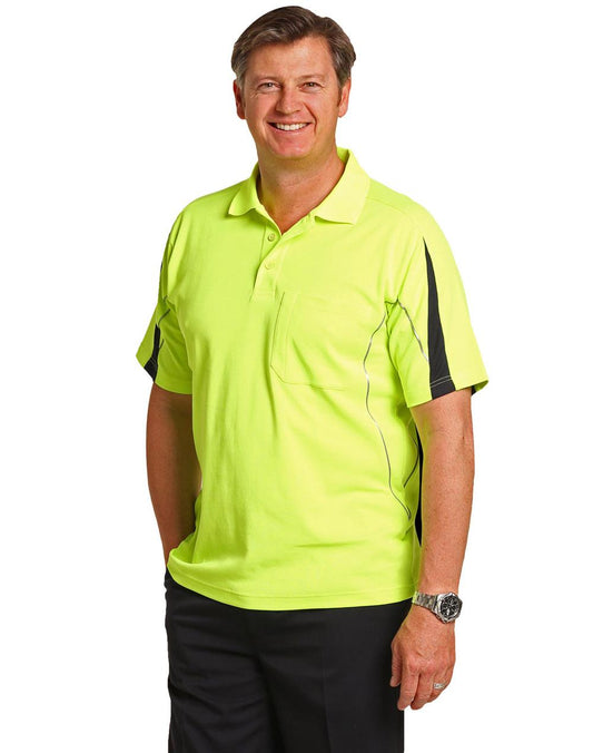 Winning Spirit Men's Hi-Vis Legend Short Polo with Reflective Piping (SW25A)