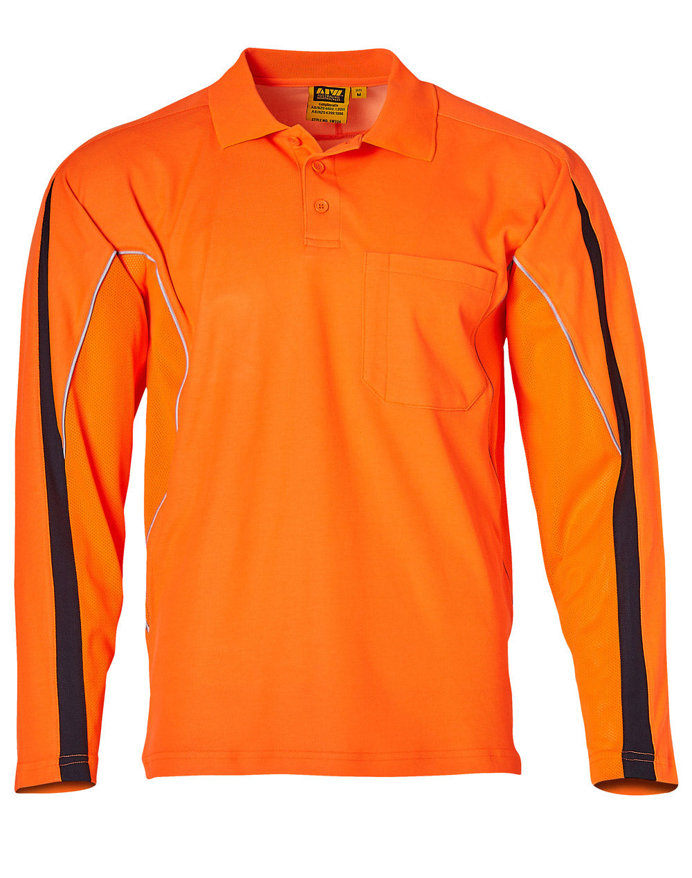 Winning Spirit Mens' Hi-Vis Legend Long Sleeve Polo With Reflective Piping (SW33A)