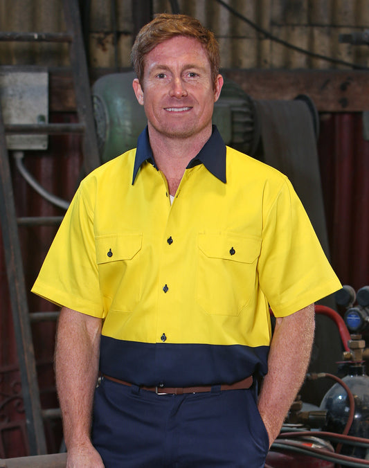 Winning Spirit High Visibility Short Sleeve Work Shirts-(SW53)