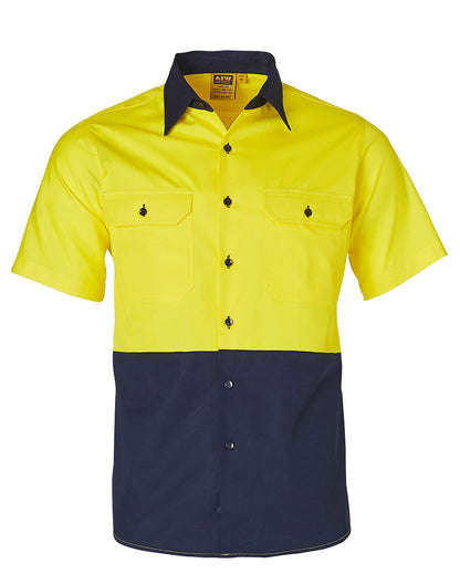 Winning Spirit Hi-Vis Two Tone Cool-Breeze Short Sleeve Cotton Work Shirt-(SW57)