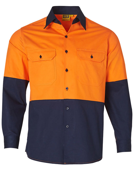 Winning Spirit Hi-Vis Two Tone Cool-Breeze Long Sleeve Cotton Work Shirt-(SW58)