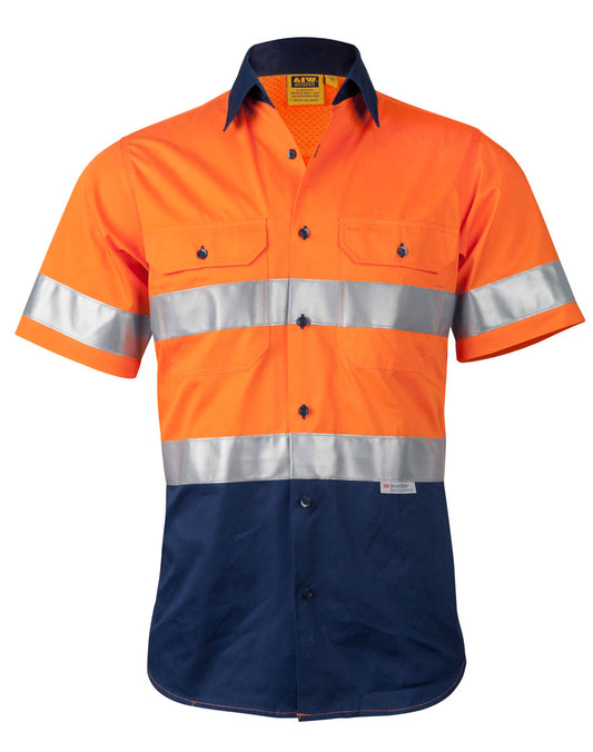 Winning Spirit Men's High Visibility Cool-Breeze Cotton Twill Safety Shirts With Reflective 3M Tapes-(SW59)