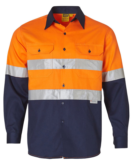 Winning Spirit Men's High Visibility Cotton Twill Safety Shirts-(SW68)