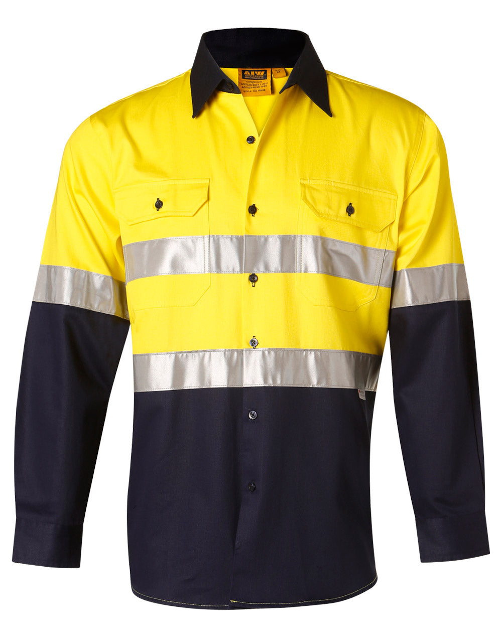Winning Spirit Men's High Visibility Cotton Twill Safety Shirts-(SW68)