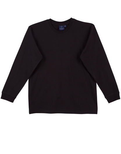 Winning Spirit-Winning Spirit 100% Cotton Crew Neck Long Sleeve Tee-Black / S-Uniform Wholesalers - 2