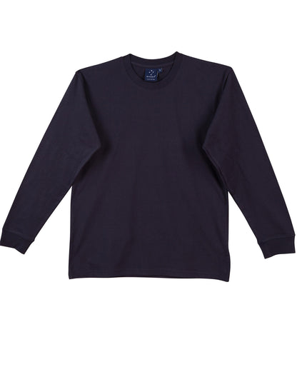Winning Spirit-Winning Spirit 100% Cotton Crew Neck Long Sleeve Tee-Navy / S-Uniform Wholesalers - 3