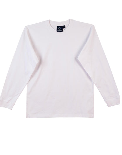 Winning Spirit-Winning Spirit 100% Cotton Crew Neck Long Sleeve Tee-White / S-Uniform Wholesalers - 4