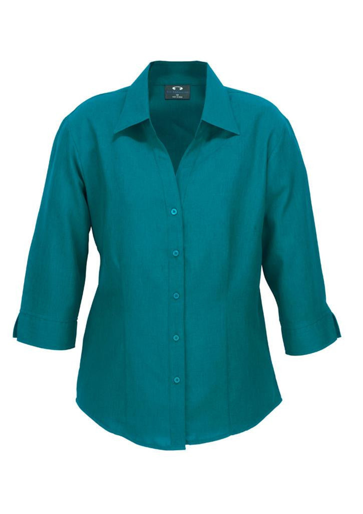 Biz Collection-Biz Collection Ladies Plain Oasis Shirt-3/4 Sleeve-Teal / 6-Uniform Wholesalers - 9