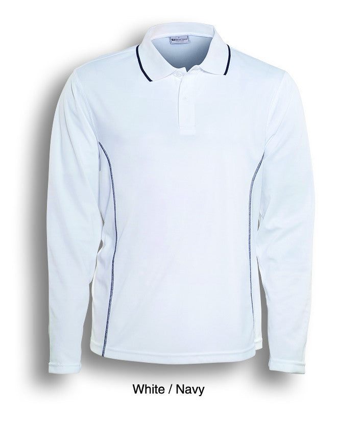 Bocini Stitch Feature Essential Mens Long Sleeve Polo-(CP0912)