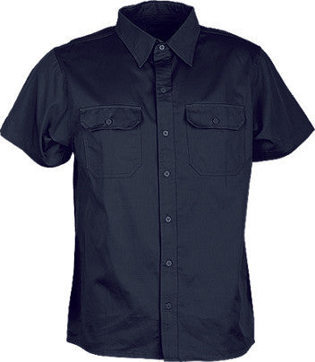 Bocini Cotton Drill Work Shirt-Short Sleeves-(WS0679)