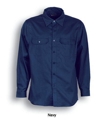 Bocini Cotton Drill Work Shirt-Long Sleeves-(WS0680)