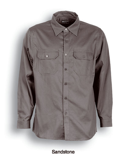 Bocini Cotton Drill Work Shirt-Long Sleeves-(WS0680)