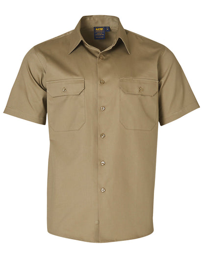 Winning Spirit Cotton Drill Short Sleeve Work Shirt-(WT03)