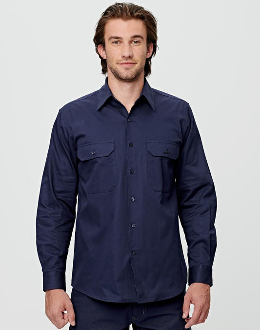 Winning Spirit Cotton Drill Long Sleeve Work Shirt-(WT04)