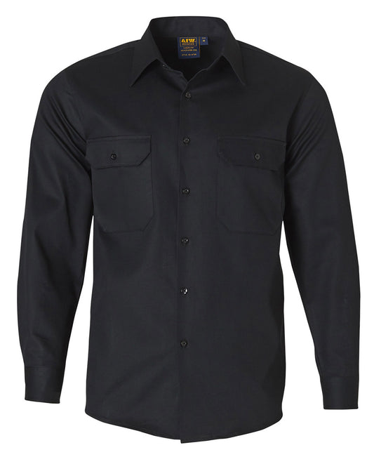 Winning Spirit Cotton Drill Long Sleeve Work Shirt-(WT04)