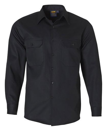 Winning Spirit Cotton Drill Long Sleeve Work Shirt-(WT04)