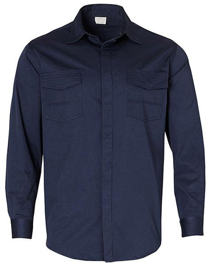 Winning Spirit Mens Stretch Work Shirt With 2 Front Flap Pockets (WT10)
