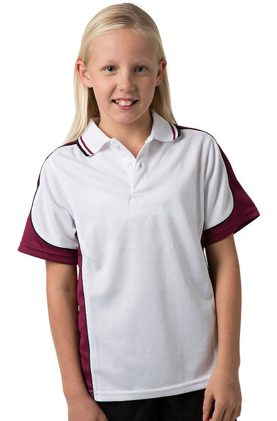 Be Seen-Be Seen Kids Polo Shirt With Striped Collar 5th( 12 White Color )-White-Burgundy-Black / 6-Uniform Wholesalers - 2