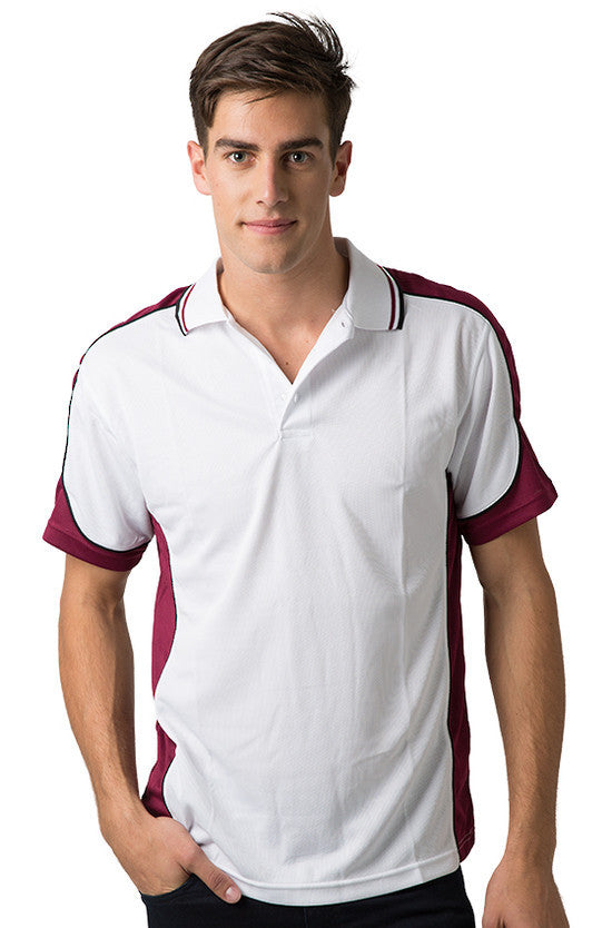 Be Seen-Be Seen Men's Polo Shirt With Striped Collar 7th( 12 Color All White )-White-Burgundy-Black / XS-Uniform Wholesalers - 2