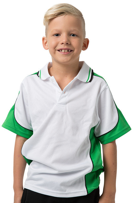 Be Seen-Be Seen Kids Polo Shirt With Striped Collar 5th( 12 White Color )-White-Emerald-Black / 6-Uniform Wholesalers - 3