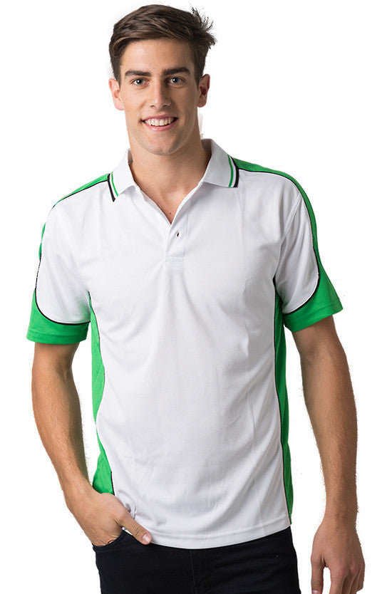 Be Seen-Be Seen Men's Polo Shirt With Striped Collar 7th( 12 Color All White )-White-Emerald-Black / XS-Uniform Wholesalers - 3