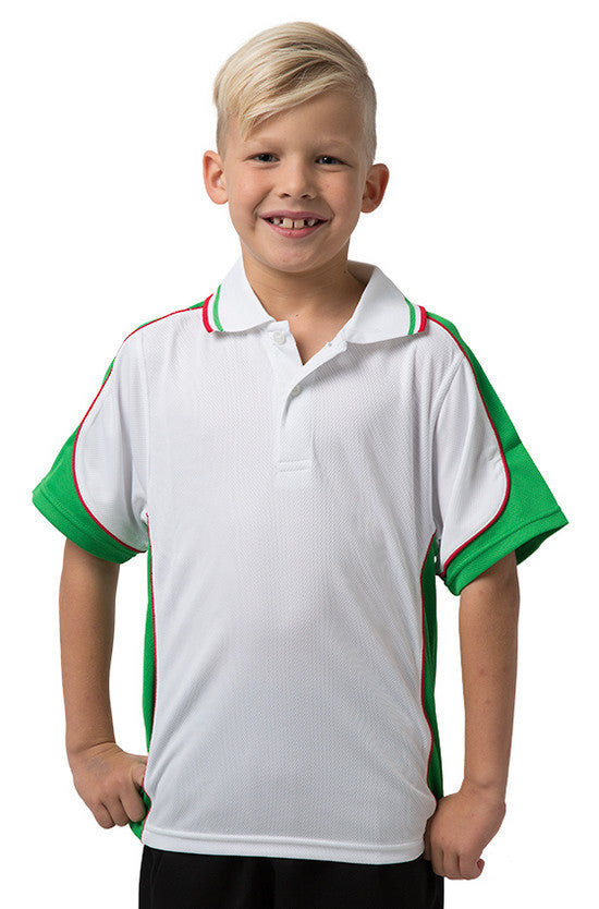 Be Seen-Be Seen Kids Polo Shirt With Striped Collar 5th( 12 White Color )-White-Emerald-Red / 6-Uniform Wholesalers - 4
