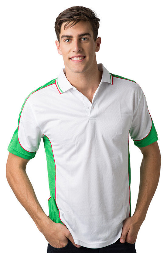 Be Seen-Be Seen Men's Polo Shirt With Striped Collar 7th( 12 Color All White )-White-Emerald-Red / XS-Uniform Wholesalers - 4