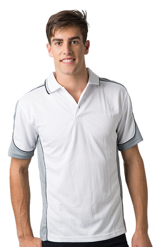 Be Seen-Be Seen Men's Polo Shirt With Striped Collar 7th( 12 Color All White )-White-Grey-Black / XS-Uniform Wholesalers - 5