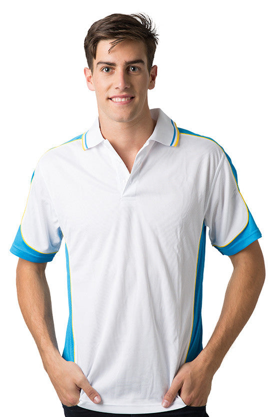 Be Seen-Be Seen Men's Polo Shirt With Striped Collar 7th( 12 Color All White )-White-Hawaiian Blue-Yellow / XS-Uniform Wholesalers - 6