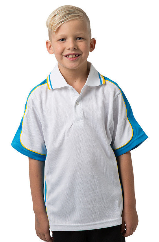 Be Seen-Be Seen Kids Polo Shirt With Striped Collar 5th( 12 White Color )-White-Hawiianblue-Yellow / 6-Uniform Wholesalers - 6