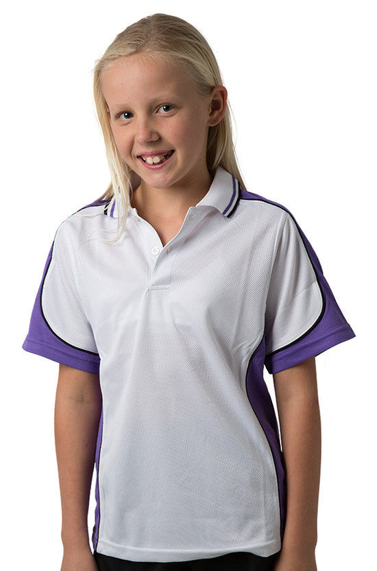Be Seen-Be Seen Kids Polo Shirt With Striped Collar 5th( 12 White Color )-White-Purple-Black / 6-Uniform Wholesalers - 9