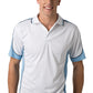 Be Seen-Be Seen Men's Polo Shirt With Striped Collar 7th( 12 Color All White )-White-Sky-Navy / XS-Uniform Wholesalers - 12