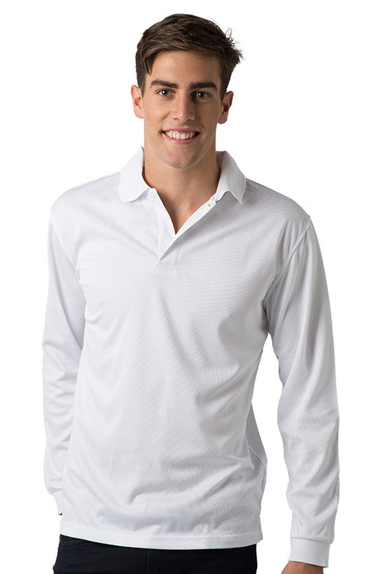 Be Seen-Be Seen Men's Plain Polo Shirt Long Sleeve-White / S-Uniform Wholesalers - 5