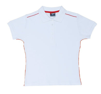Ramo-Ramo Ladies 100% Cotton Pique Knit With Piping-White/Red / 8-Uniform Wholesalers - 8