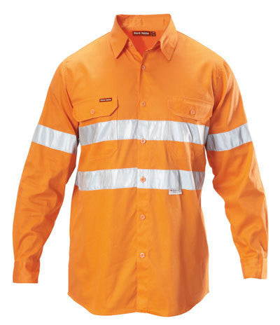 Hard Yakka-Hard Yakka Hi-visibility Cotton Drill Shirt With 3m Tape Long Sleeve-Safety Orange / XS-Uniform Wholesalers - 2