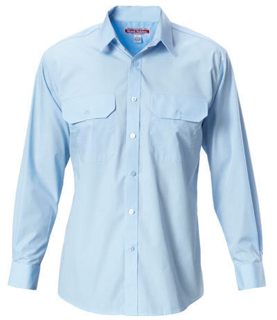 Hard Yakka-Hard Yakka Permanent Press Poly Cotton Shirt Long Sleeve-Blue Medit / S-Uniform Wholesalers - 1