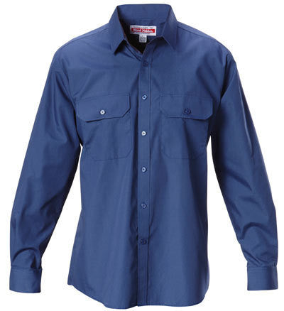 Hard Yakka-Hard Yakka Permanent Press Poly Cotton Shirt Long Sleeve-Navy / XS-Uniform Wholesalers - 4