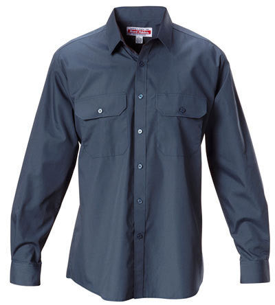 Hard Yakka-Hard Yakka Permanent Press Poly Cotton Shirt Long Sleeve-Gunmetal / L-Uniform Wholesalers - 2