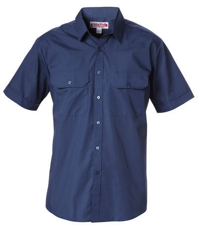 Hard Yakka-Hard Yakka Permanent Press Poly Cotton Shirt Short Sleeve-Navy / M-Uniform Wholesalers - 4