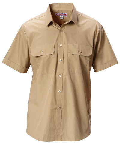 Hard Yakka-Hard Yakka Permanent Press Poly Cotton Shirt Short Sleeve-Putty / S-Uniform Wholesalers - 6