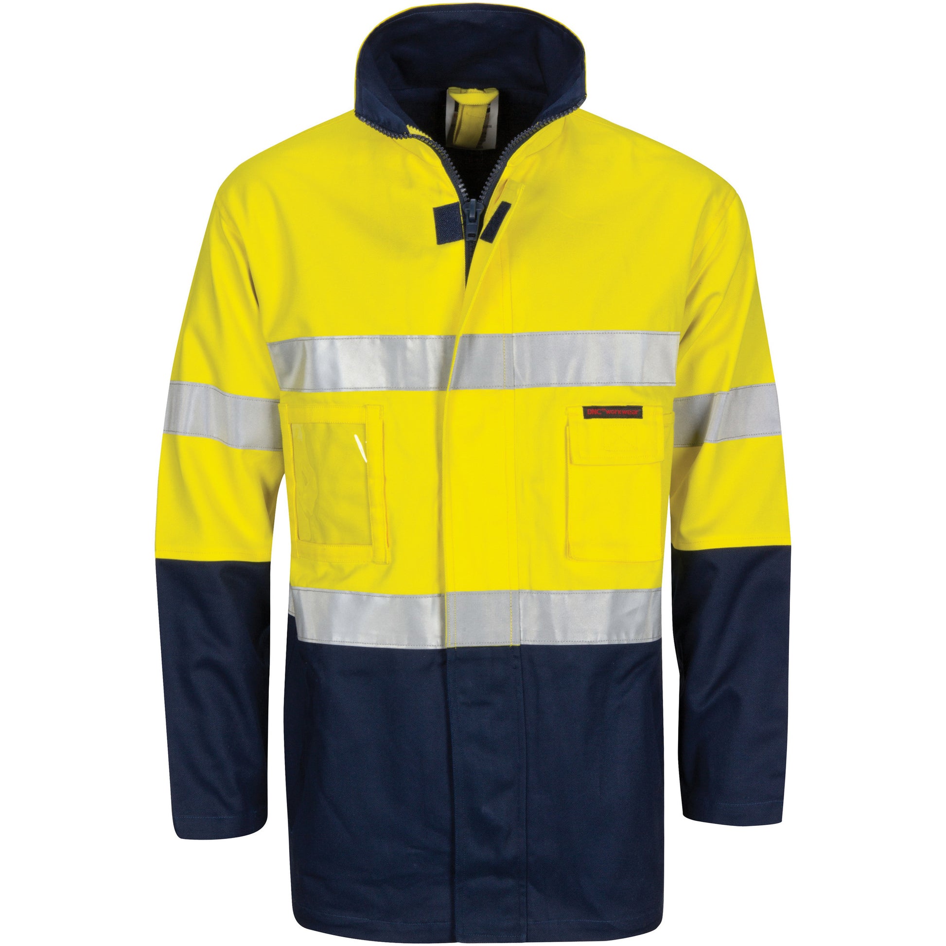 DNC Hi-Vis Cotton Drill "2 in 1" Jacket with Generic Reflective R/Tape (3767)